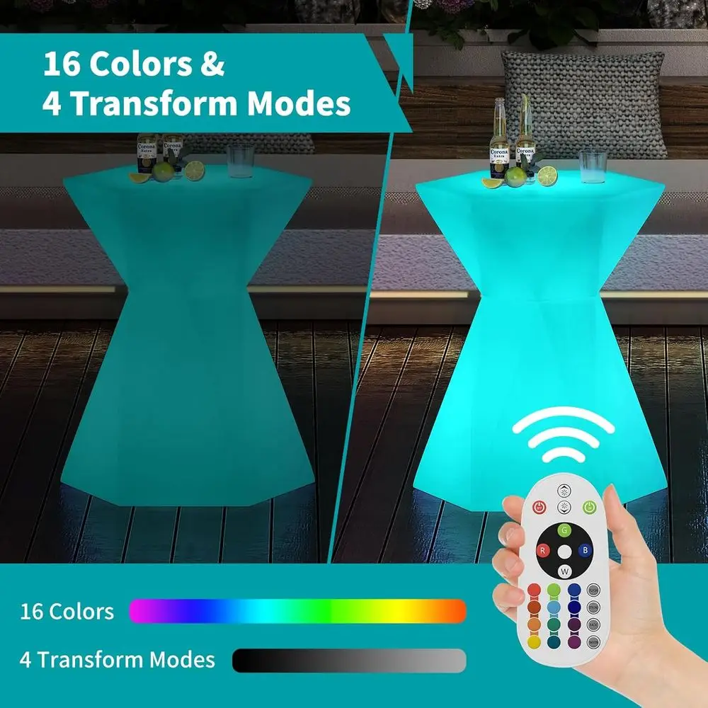 Stół barowy z 30 sześciokątnymi diodami LED, 16 kolorami RGB, zmieniającymi się światłami i pilotem, do wodoodpornego oświetlenia imprez nocnych.