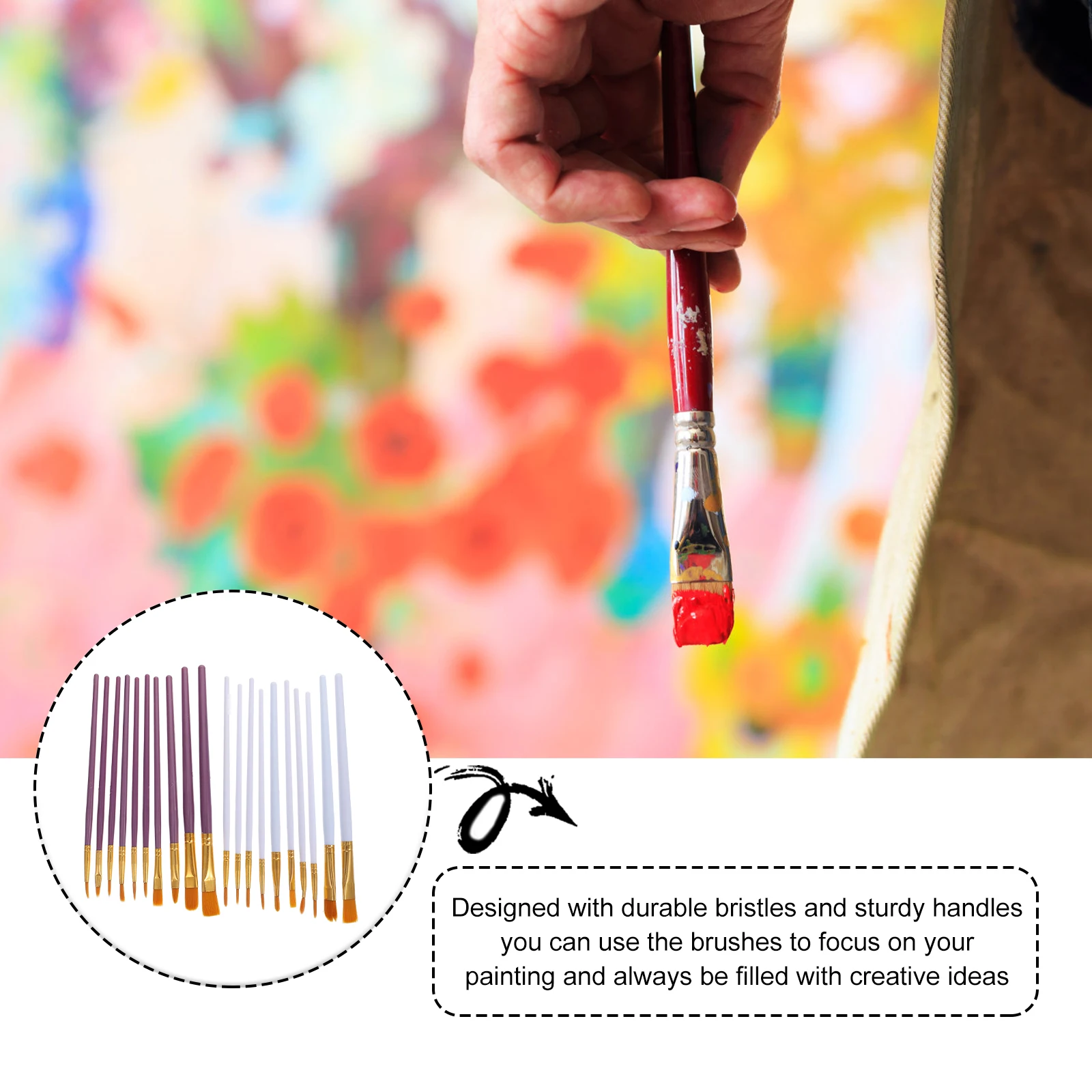 

20Pcs Masterpiece Making Watercolor Oil Painting Brushes Diy Craft Art Essentials Assorted Color