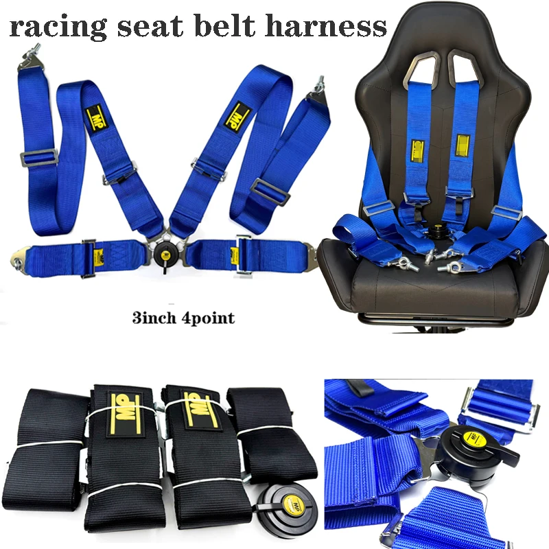 

4 point seat belt universal racing car seat belt harness with camlock quick release snap-on 3 inch car harness safety with logo