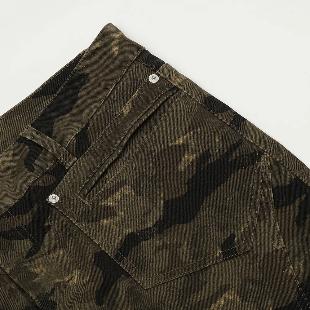 ヨーロッパ系アメリカ人向け2025年新作メンズ迷彩柄カジュアルトレンド多ポケットストレートカーゴパンツ男性用ボトムス服パンツ