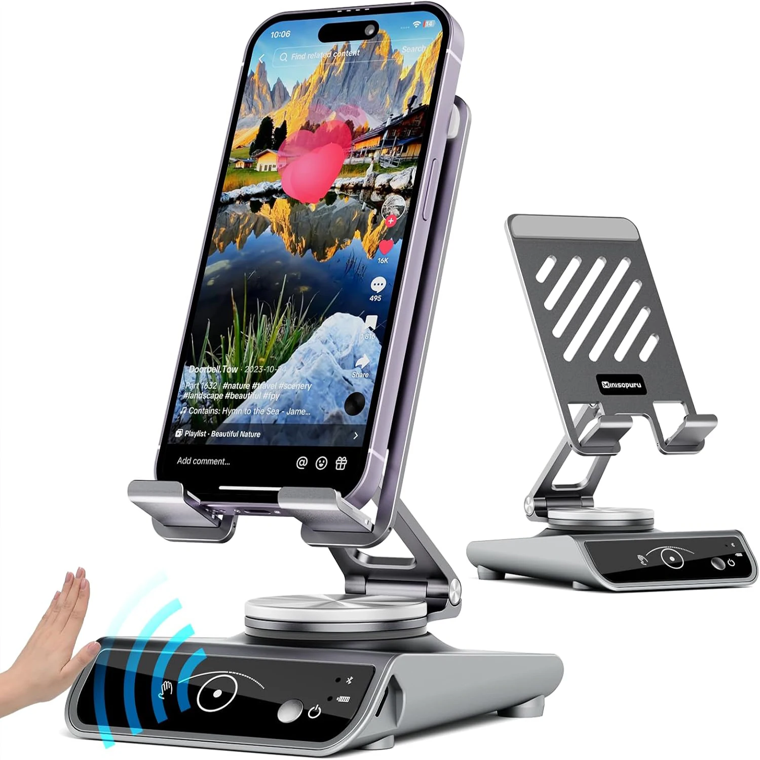 Minisopuru Air Glide Phone Scroller Remote Stand, Short Video Phone Remote Controller for iOS/Android, for 4-11inch Phone Tablet