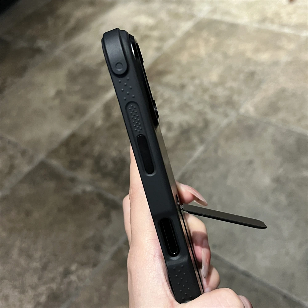 Custodia con staffa invisibile per paraurti magnetico in metallo per iPhone 16 15 14 13 12 Pro Max Plus per copertura trasparente con ricarica wireless Magsafe