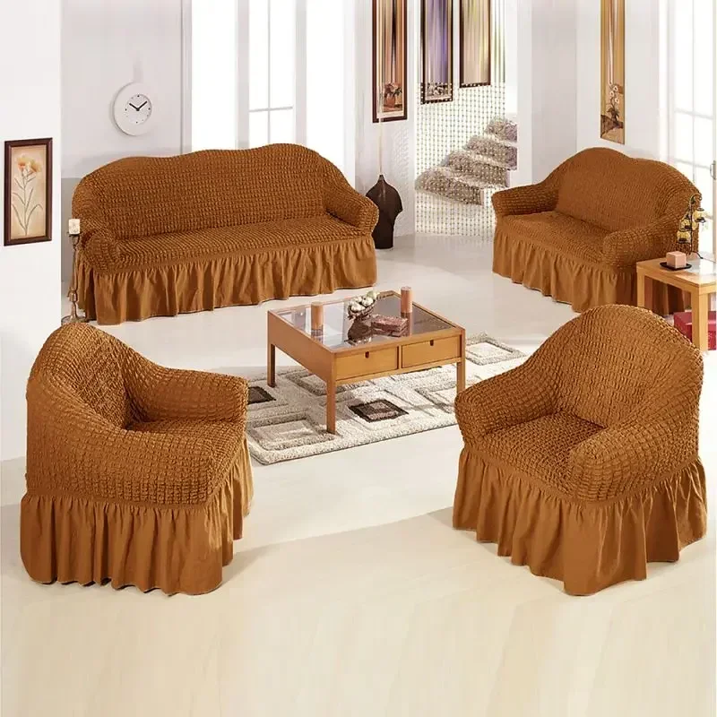 90-360cm Full Package Single Universal Elastic Sofa Slipcovers French Rustic for Summer Fabric Skirt 1/2/3/4 Seater Sofa Cover