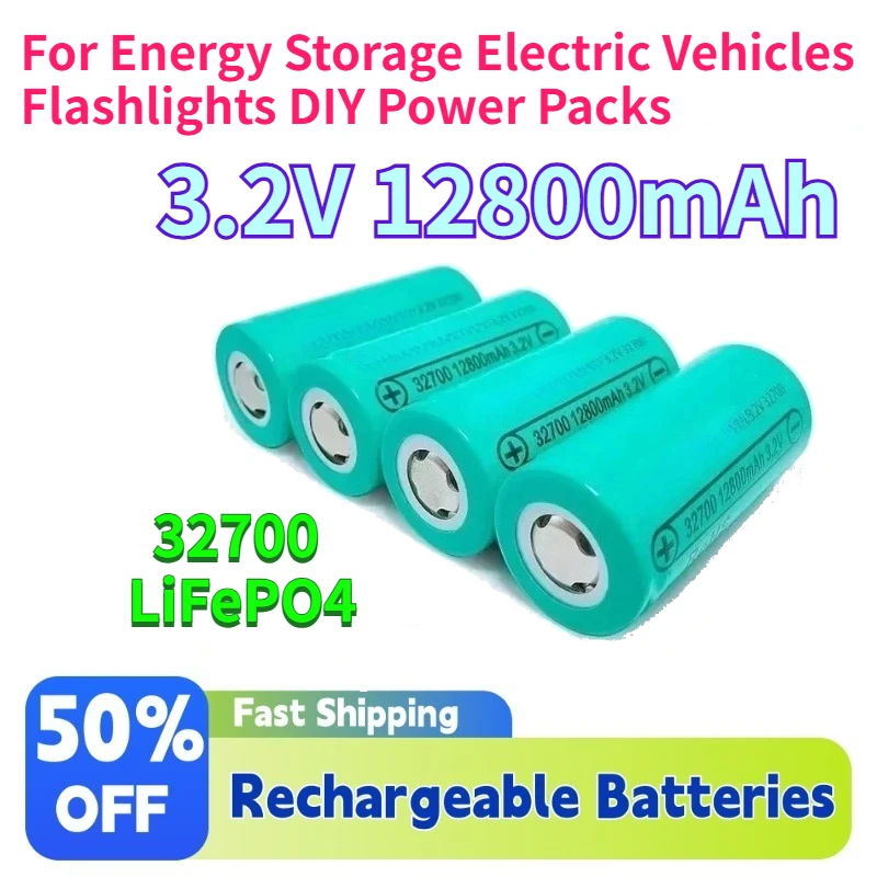 

Rechargeable 32700 LiFePO4 Battery 3.2V 12800mAh for Energy Storage Electric Vehicles Flashlights DIY Power Packs Battery Cells