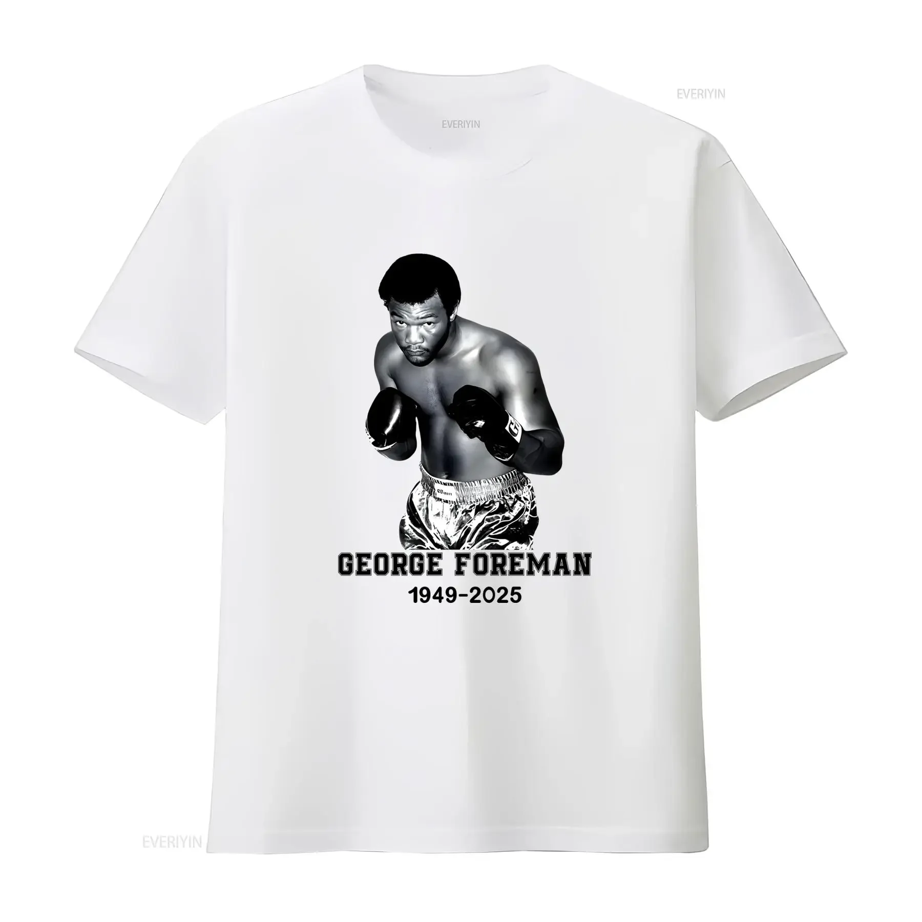 Vintage Black White Boxing Legend Portrait Print Casual Streetwear Sport T Shirt vintage Washed designer clothes Versatile