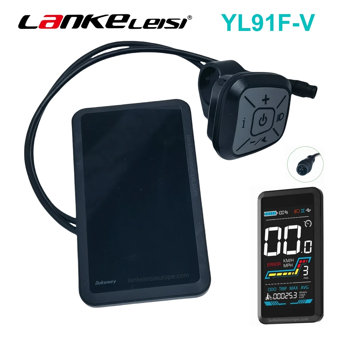 YL91F Intelligent LCD Display (No Bracket Included) for Lankeleisi MG800 Max/X3000 Max/RV800 Plus/MG740 Plus/RV700 E-Bike Screen