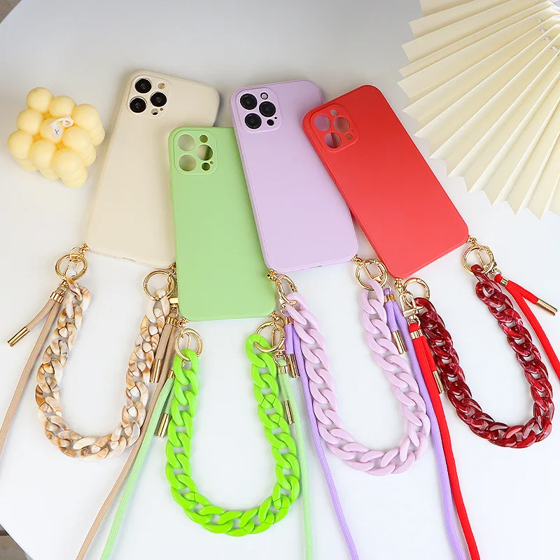 Crossbody Necklace Strap Lanyard Cord Phone Case For iPhone 14 12 13 Pro Mini X XR XS MAX 7 8 Plus Lens All Inclusive Soft Cover