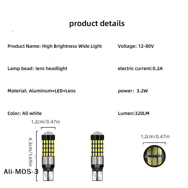 【S】2Pcs T10 194 920 912 921 168 LED Canbus Bulbs, 54 SMD 4014 Chip Bright for Car Parking Backup Reverse Wide Lights