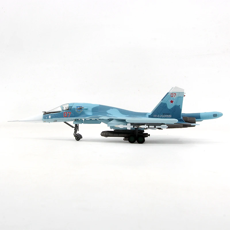 Diecast Scale 1:100 WLTK Sunburn Russian Air Force SU-34 Duckbill Combat Bomber Finished Aircraft Model Collection Toy Gift