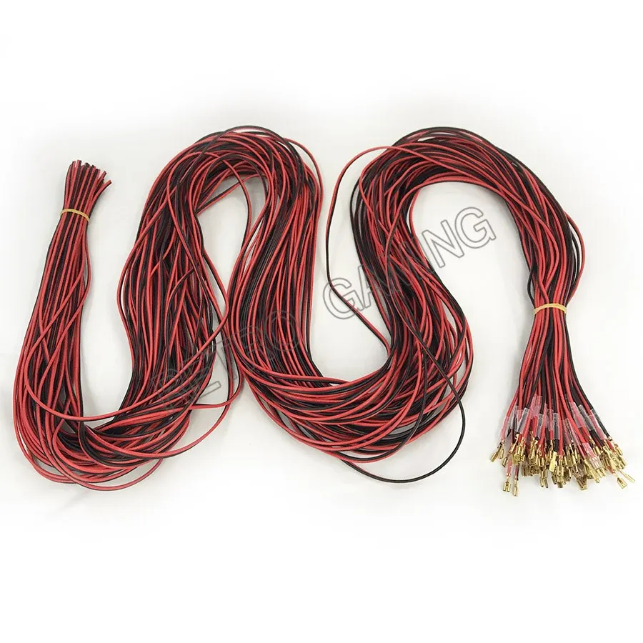 500 sets 2m length Black and Red Customized wire cable 110 / 187 Terminal for arcade cabinet game machine parts