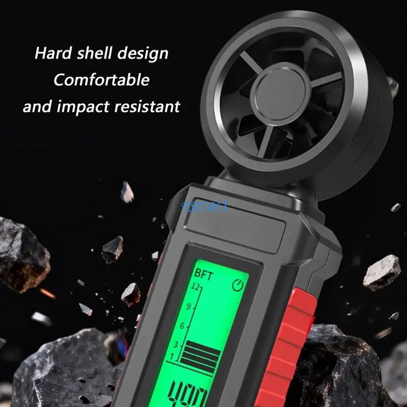 E15A Plastic Anemometer Wind Gauge Speed Gauge Tester ToolWith Auto Sleep Mode And 8 Blade Fan Sensors For Outdoor Activity