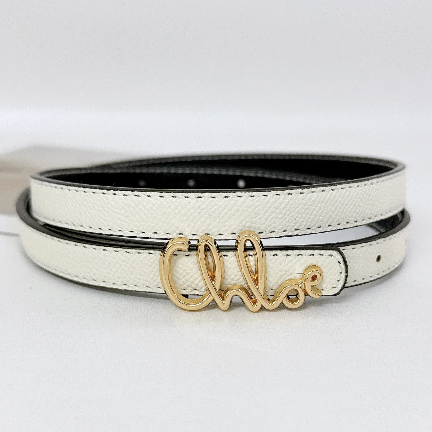 تصميم عصري بأحرف بسيطة وحزام ريترو من الجلد بإبزيم رعاة البقر وسراويل جينز وحزام ذو علامة تجارية على الوجهين