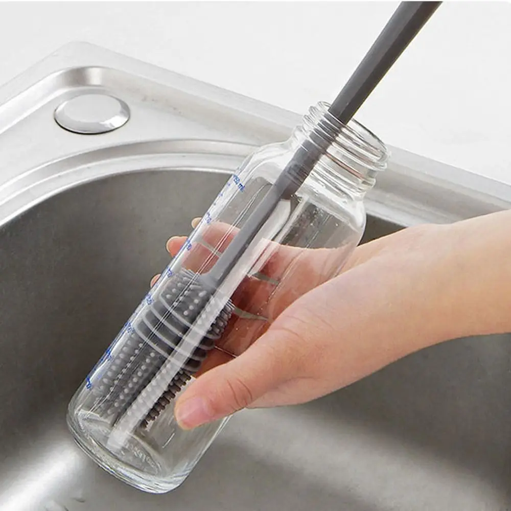 Durable Multi-function Long Handle Food Grade Suspensible Silicone Cleaning Tool Glass Cleaner Cup Scrubber Milk Bottle Brush