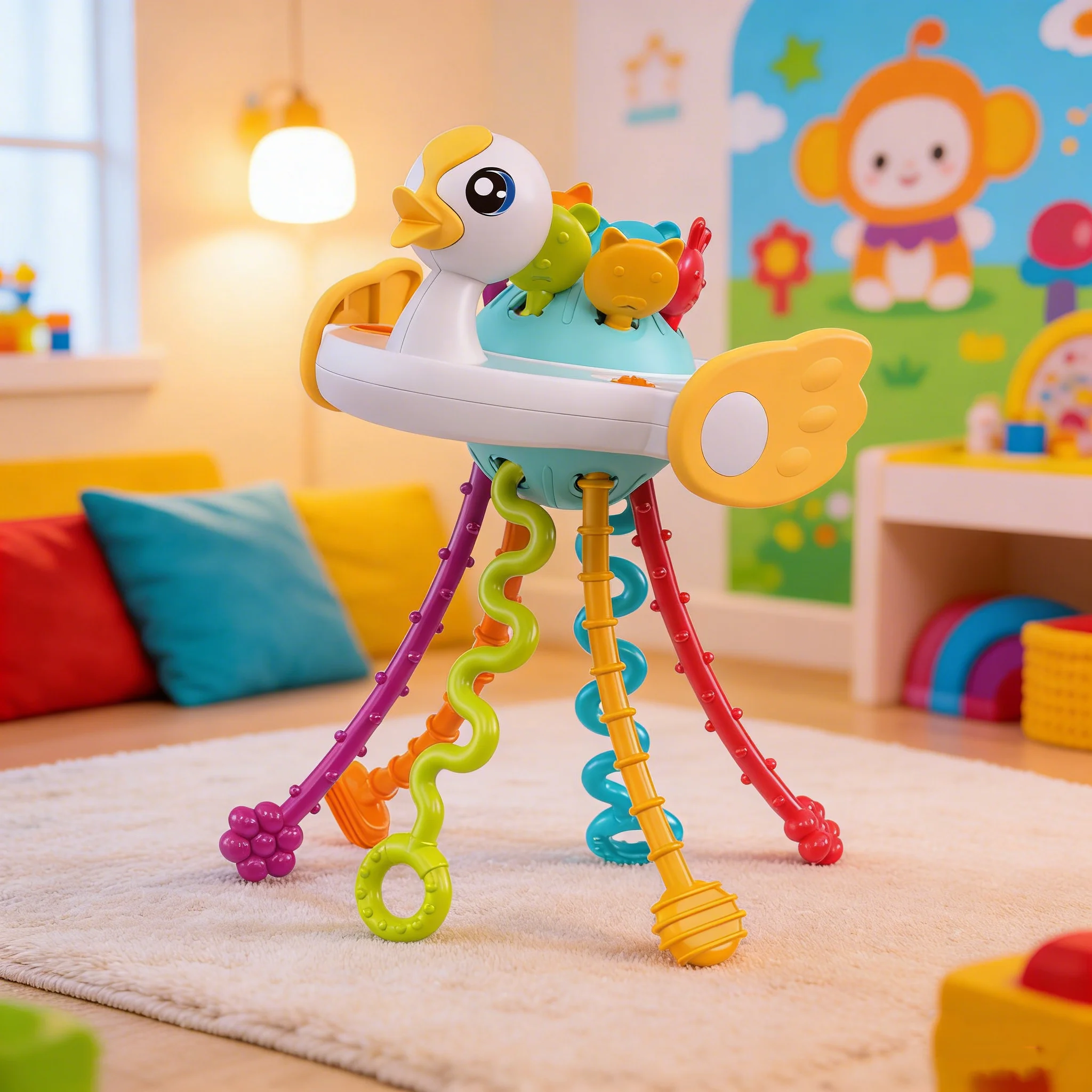Cartoon Animal Lalala – Sensory Training Toy for Babies, Removable Toy with Multiple Textures for Grasping and Cognitively Stimu