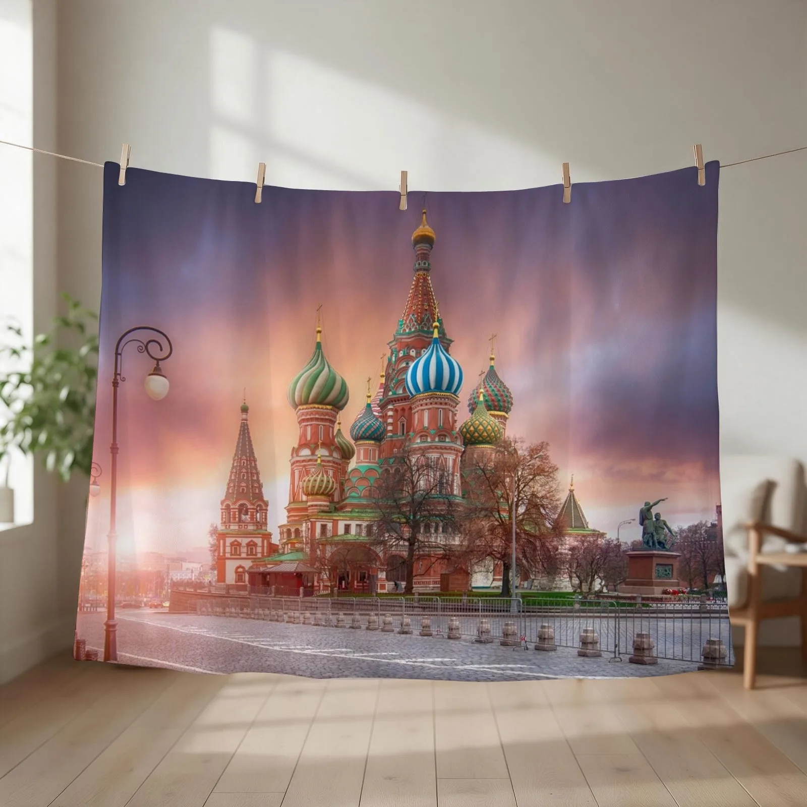 Saint Basil's Cathedral in Moscow, Russia Throw Blanket couch cozy soft plush fuzzy picnic outdoor blanket