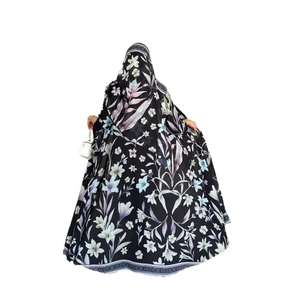 Eid Musulmano Diamante Perle Abaya per Le Donne con Sciarpa Abaya Jalabiya Abiti da Festa Dubai Caftano Abiti Largos Abito Lungo 2024
