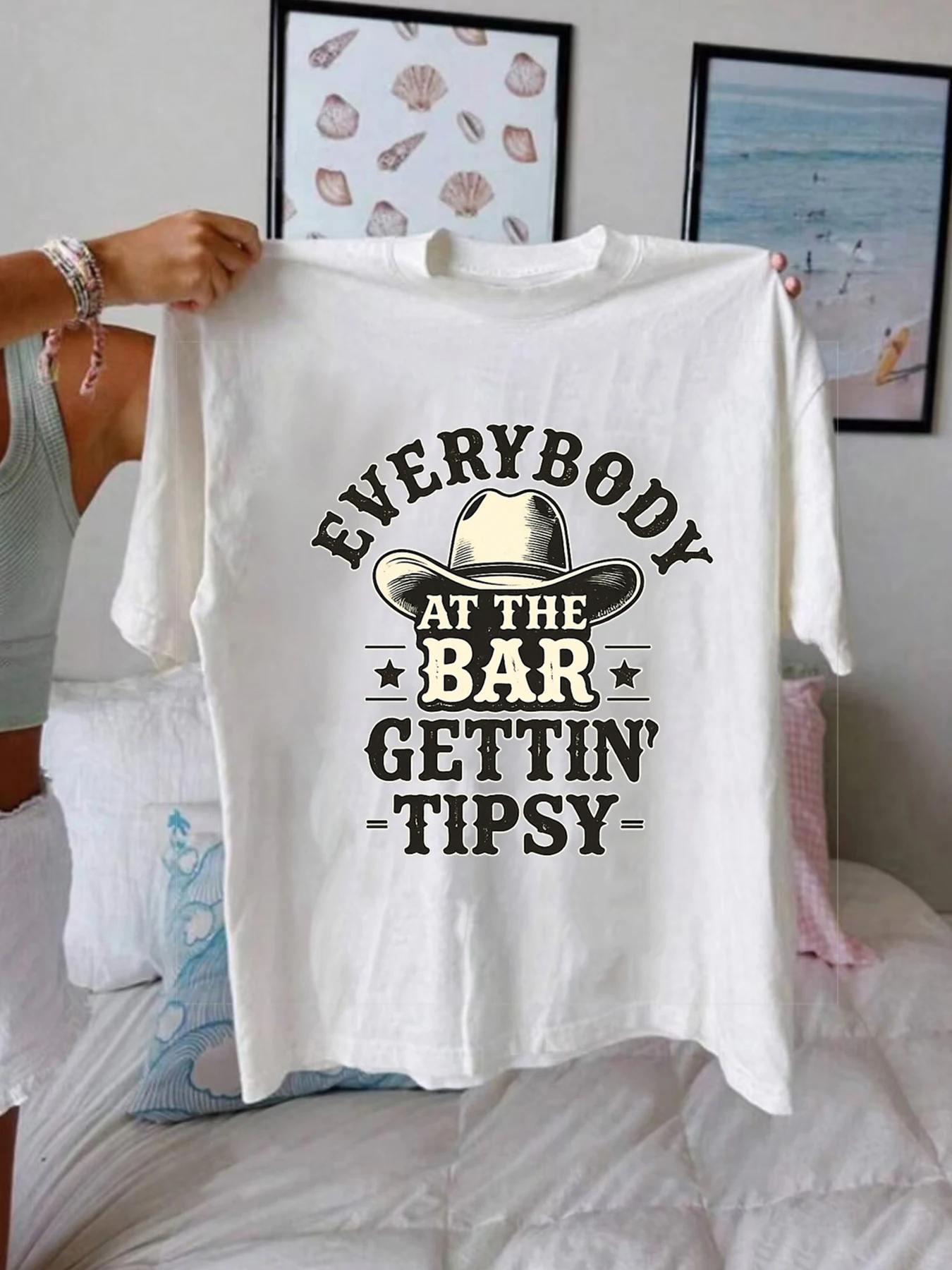 

【WZM1021268】Hat printing plus size women's round neck T-shirt summer casual street fashion women's Joker short sleeve T-shirt