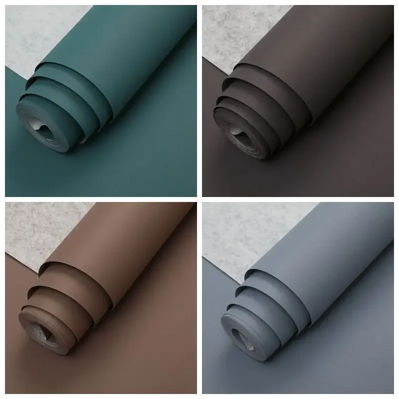 Dark Coffee Plain Silk Wallpaper Bedroom Living Room and Hotel Engineering Pure Black Simple Nordic Non-Woven Wallpaper