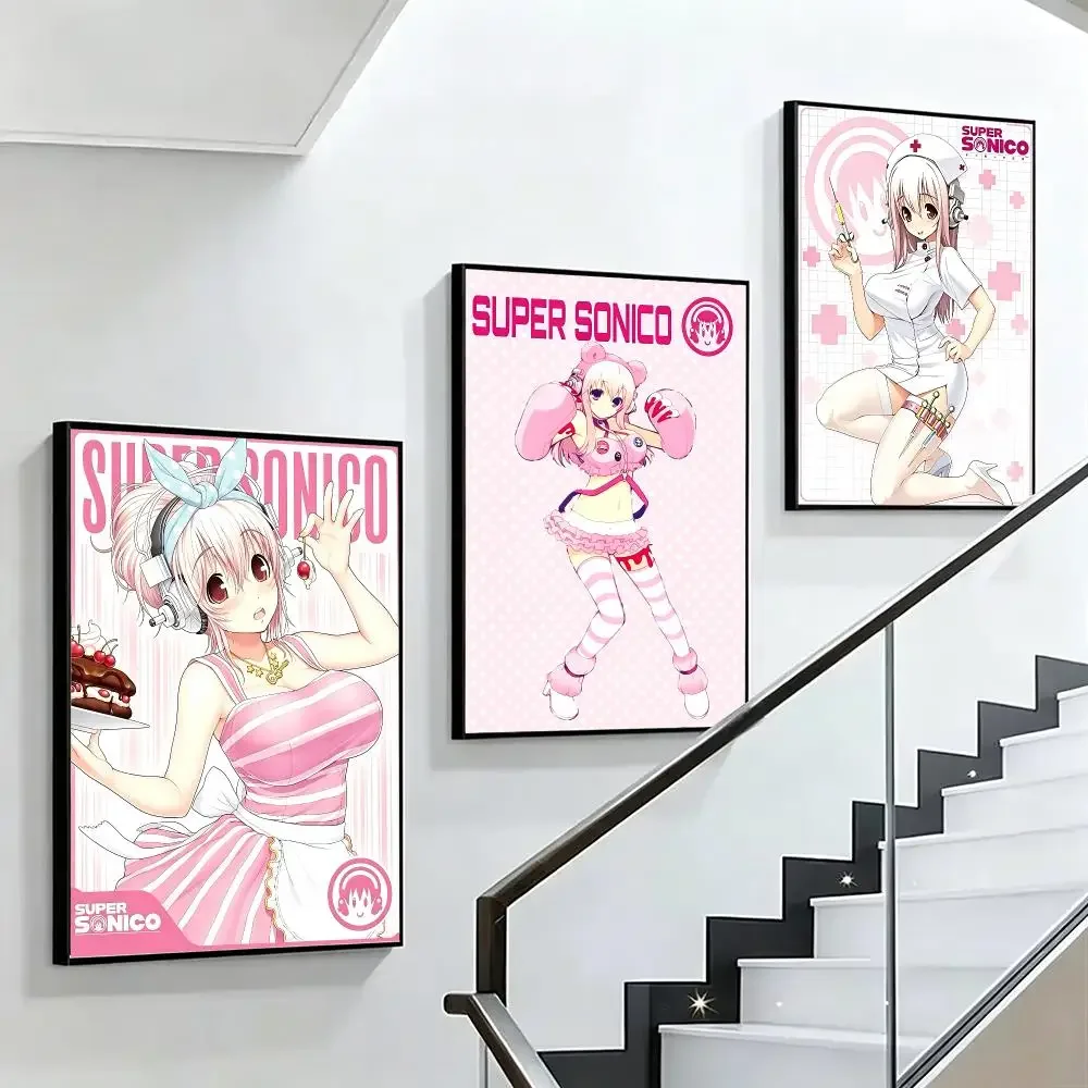 Super Sonico Poster HD poster black and white simple home decoration suitable for living room bedroom corridor and gift giving