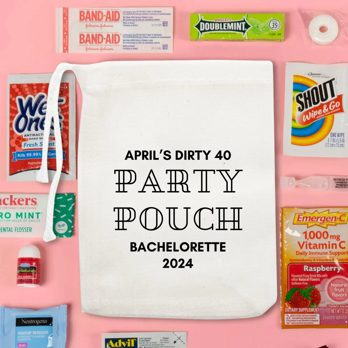 Party Pouch Birthday Bachelorette Favors - Dirty 30th 40th 50th 60th 70th Birthday Bag - Hangover Bachelor Weekend Party Favor -