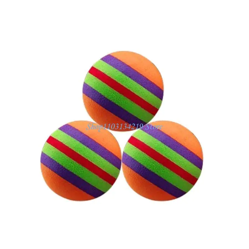 N5KC Cats Kitten Practice Balls Activity Cats Dog Funny for Play Chewing Training Interactive Balls Colorful Rainbow