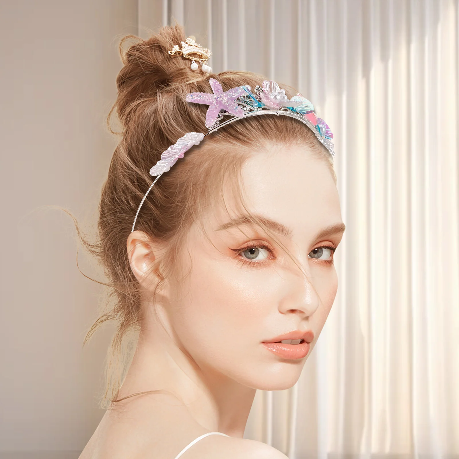 

Mermaid Headband Rhinestone Crown Girls Hair Band Party Holiday Cosplay Hair Decor Accessories Headband Girls Headbands