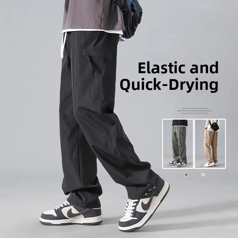 

American Sle Tactical Workwear Pants for Men High Street Trend Straight Leg Spring Autumn Casual Trousers Faionable Youth