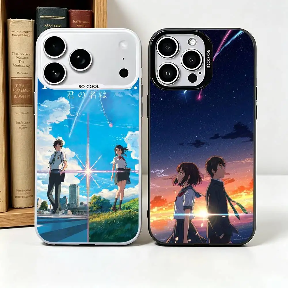 

Anime Your Name- For iPhone 17 16 15 14 13 12 11 Pro Max XS 17 Air Silicone Colored Silver Bumper Cover