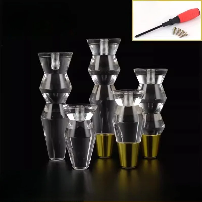 Chinese Style  Acrylic Sofa Coffee 4pcs Table Legs European Style Transparent Furniture Feets TV Cabinet Crystal Support Legs
