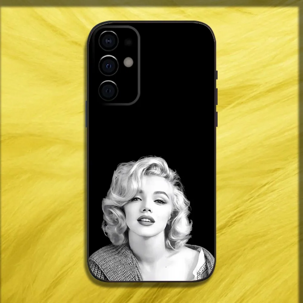 M-Marilyn modelo m-monroe funda de teléfono para Samsung S24,S21,S22,S23,S30,Ultra,S20,Plus,Fe,Lite,Note,10,9,5G funda suave negra