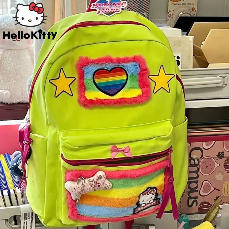 

Sanrio Hello Kitty Backpacks Y2k Luxury Design Fashion Schoolbag New Cool Double Shoulder Bag Women Korean Trend Laptop Backpack