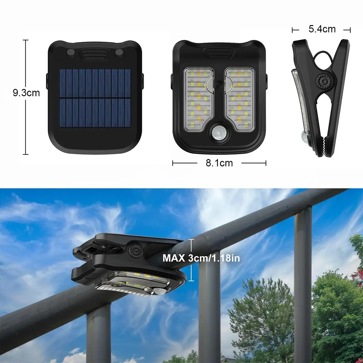 Solar Clip Led Light Motion Sensor Outdoor Wall Lamp Lights Waterproof Detection Power On With Courtyard Garden Charging Camping