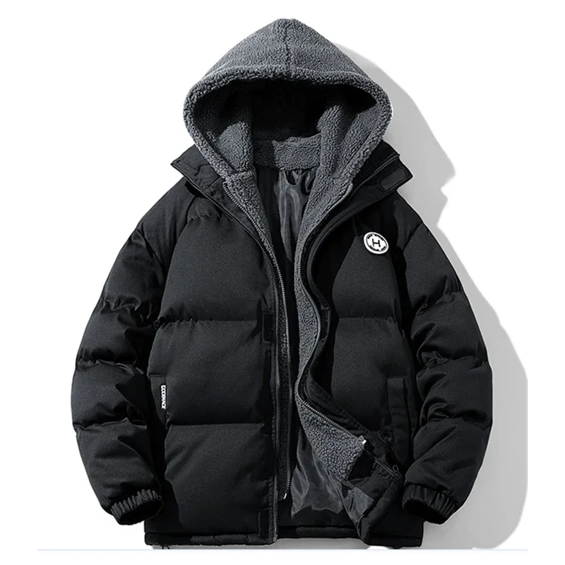 Coats Men Autumn Winter Warm Thicken Fake Two Pieces Hooded Jacket Zipper Coats Loose Tops for Men Cotton Jackets