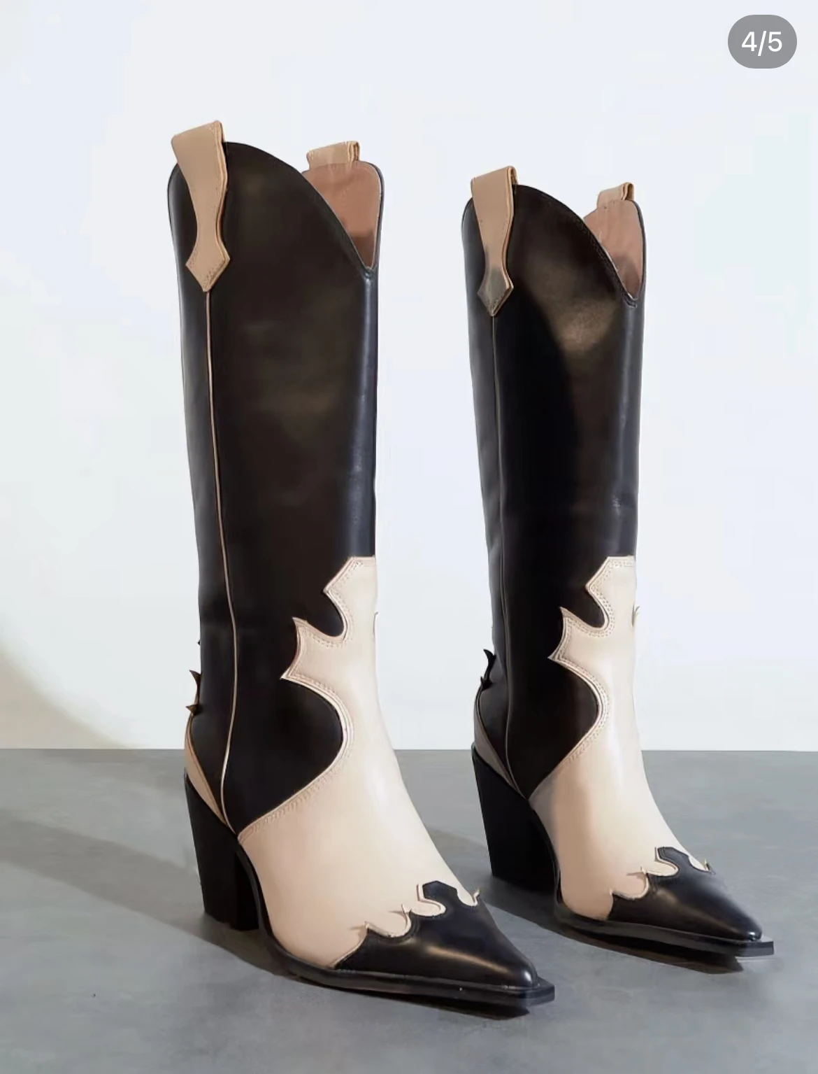 Kowbojski mieszany kolor buty do kolan Cool Punk Girl Block obcasy Vintage kobiety Casual jesienne buty codzienne nowość Halloween