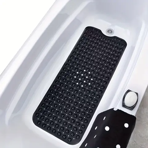 1Pc Non-Slip Shower Mat Bathtub Mat with Drain Holes and Suction Cups Machine Washable Household Bathroom Shower Carpet Bathroom