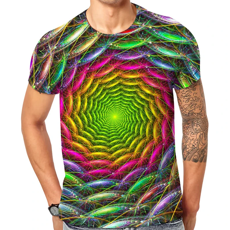 Men Psychedelic Spiral Tie Dye Graphic 3DPrinted T-Shirt Boho Hippie Vortex Print Short Sleeve Casual Crew Neck Family Kids Tees