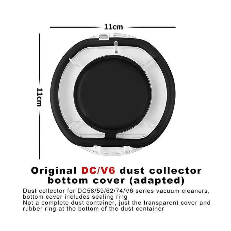الغبار بن كأس الغطاء السفلي لاستبدال دايسون V6 DC58 DC59 DC62 تيار مستمر سلسلة مكنسة كهربائية الغبار دلو ختم حلقة غطاء غطاء جزء