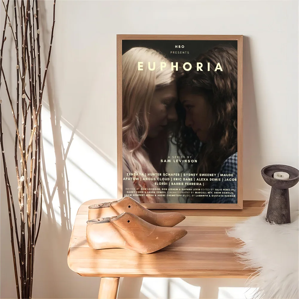 Trendy TV Euphoria Poster Self-adhesive Art Poster Waterproof Paper Sticker Coffee House Bar Posters Wall Stickers