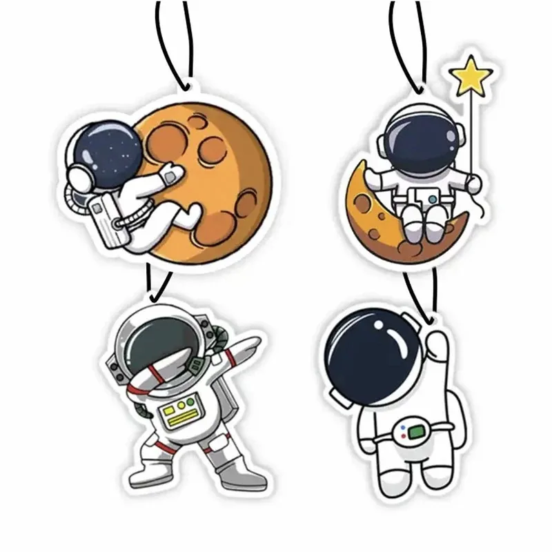 2Pcs Cartoon Car Fragrance Piece Cute Astronaut Car Rearview Mirror Hanging Perfume Piece Creative Car Decoration Accessories