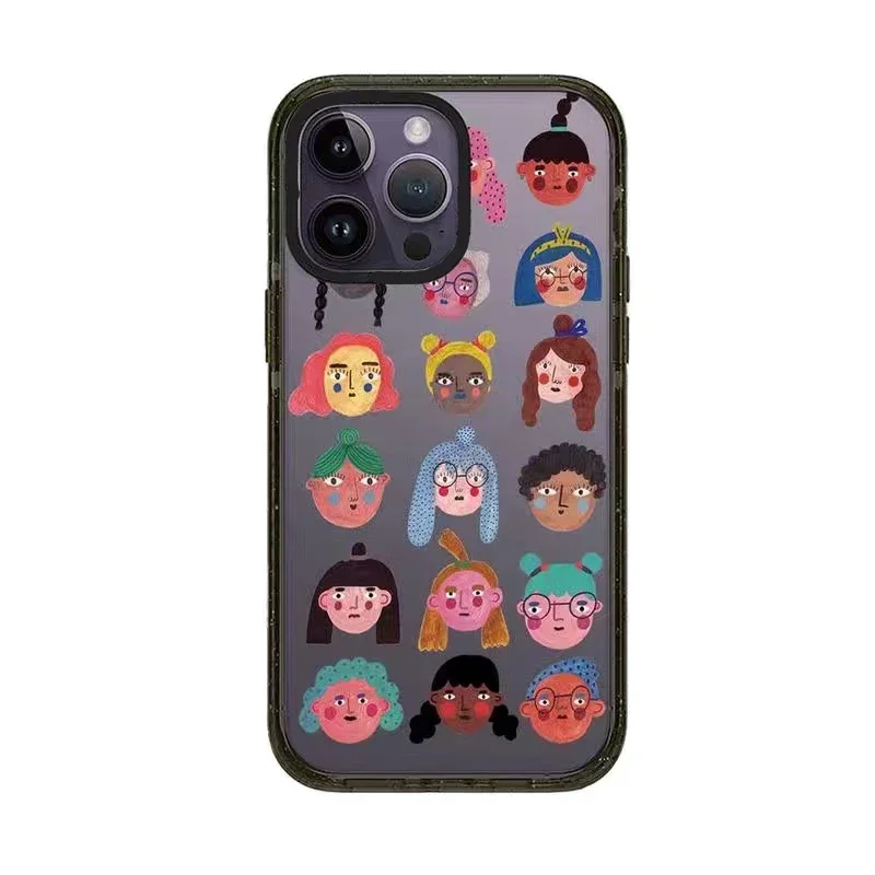 

2.0 Acrylic Upgrade Border Cartoon Girl Phone Case Cover for iPhone 11 12 13 14 15 Pro Max Case for iPhone 15 ProMax