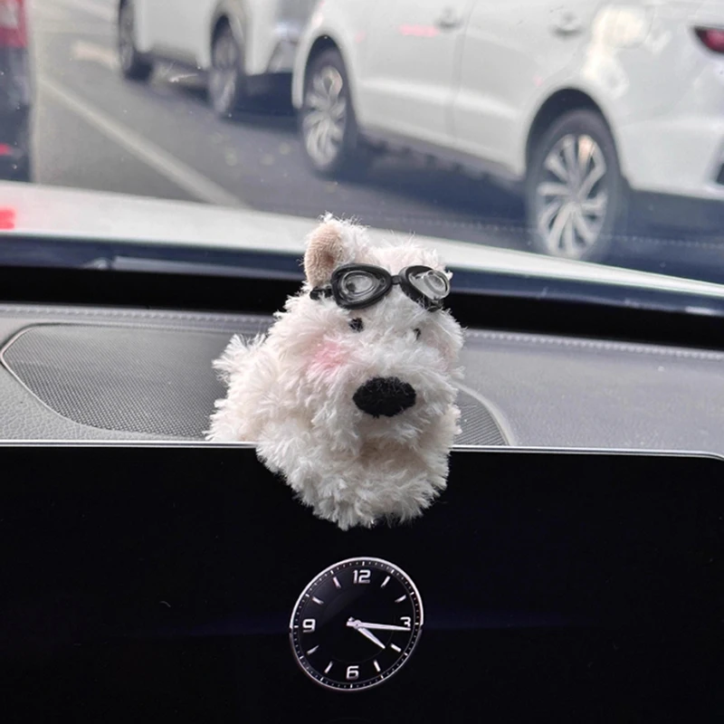 لطيف جرو سيارة ممسحة زجاج أمامي زينة الداخلية أفخم دمية الإبداعية هدية منصات الكتف اكسسوارات الديكور الداخلي للسيارة