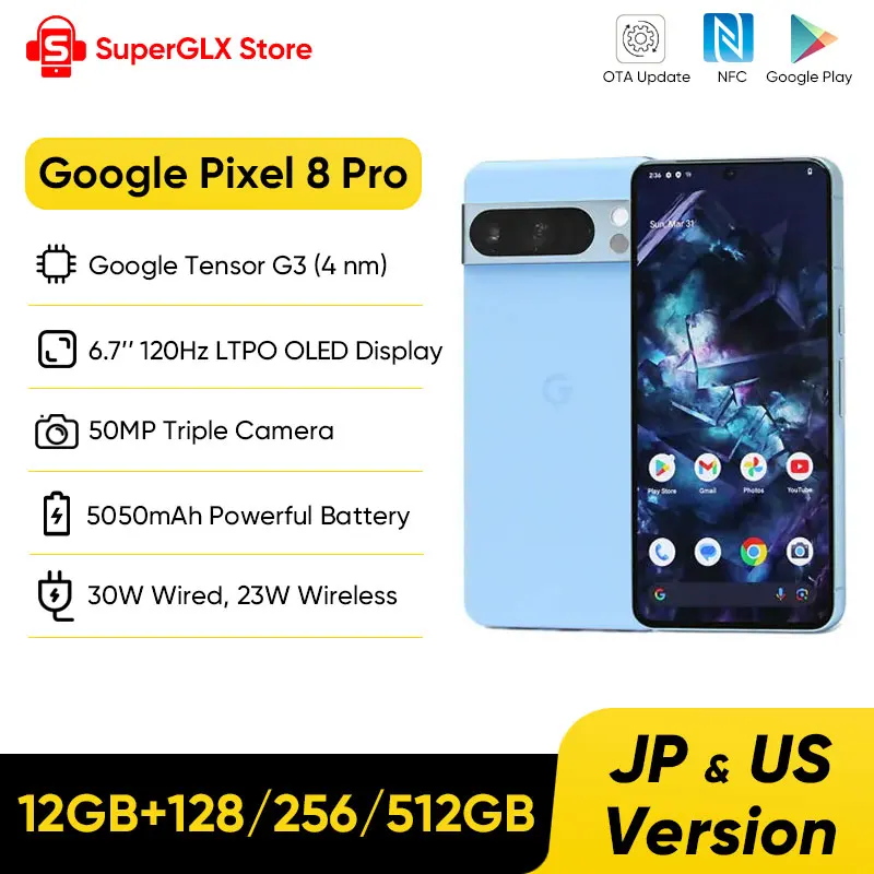 2023 New Google Pixel 8 Pro 5G Google Tensor G3 12GB 128GB 6.7