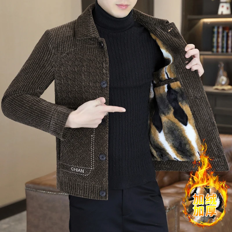 

Korean Fashion Versatile Woolen Jacket Men Winter Thick Warm Casual Business Trench Coat slim Streetwear Overcoat Men Clothing