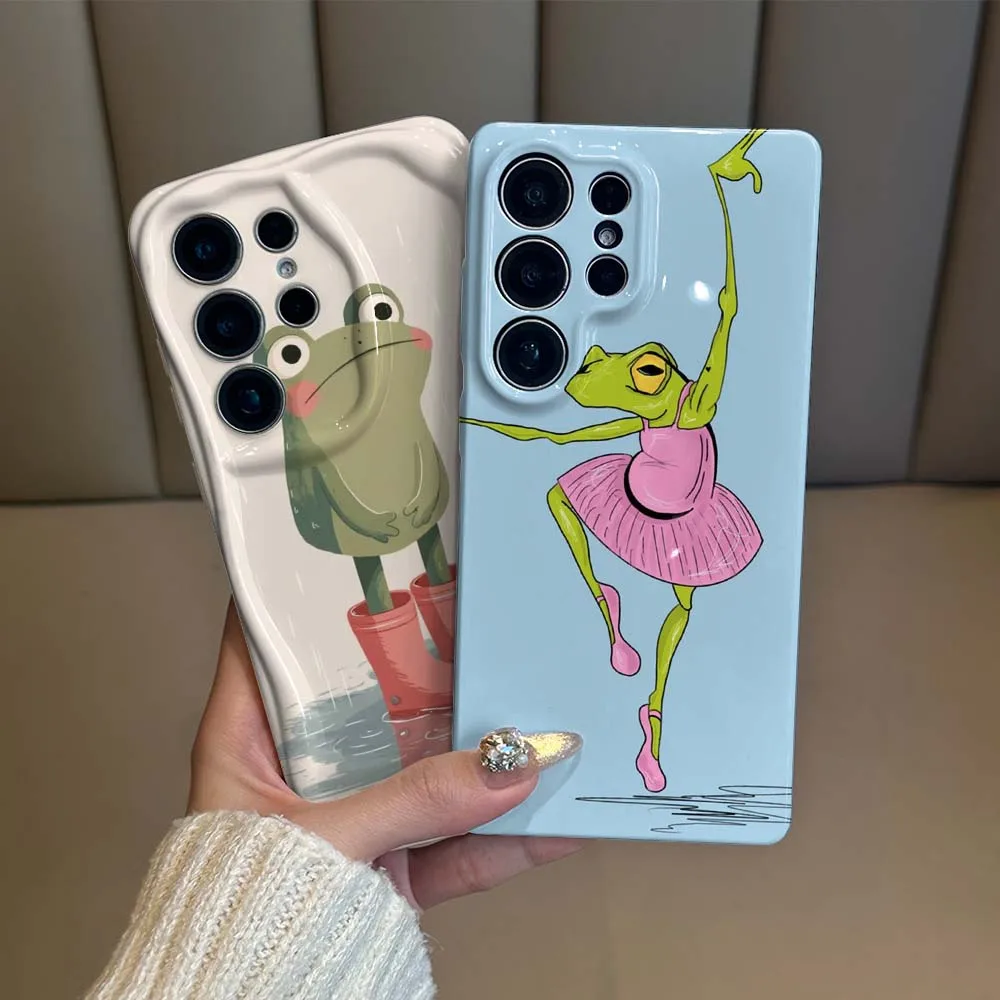 Cute Cartoon Frog Cover For Samsung Galaxy S26 S25 S24 S23 S22 FE Plus Ultra Feilin Phone Case Wave Oil Phone Case