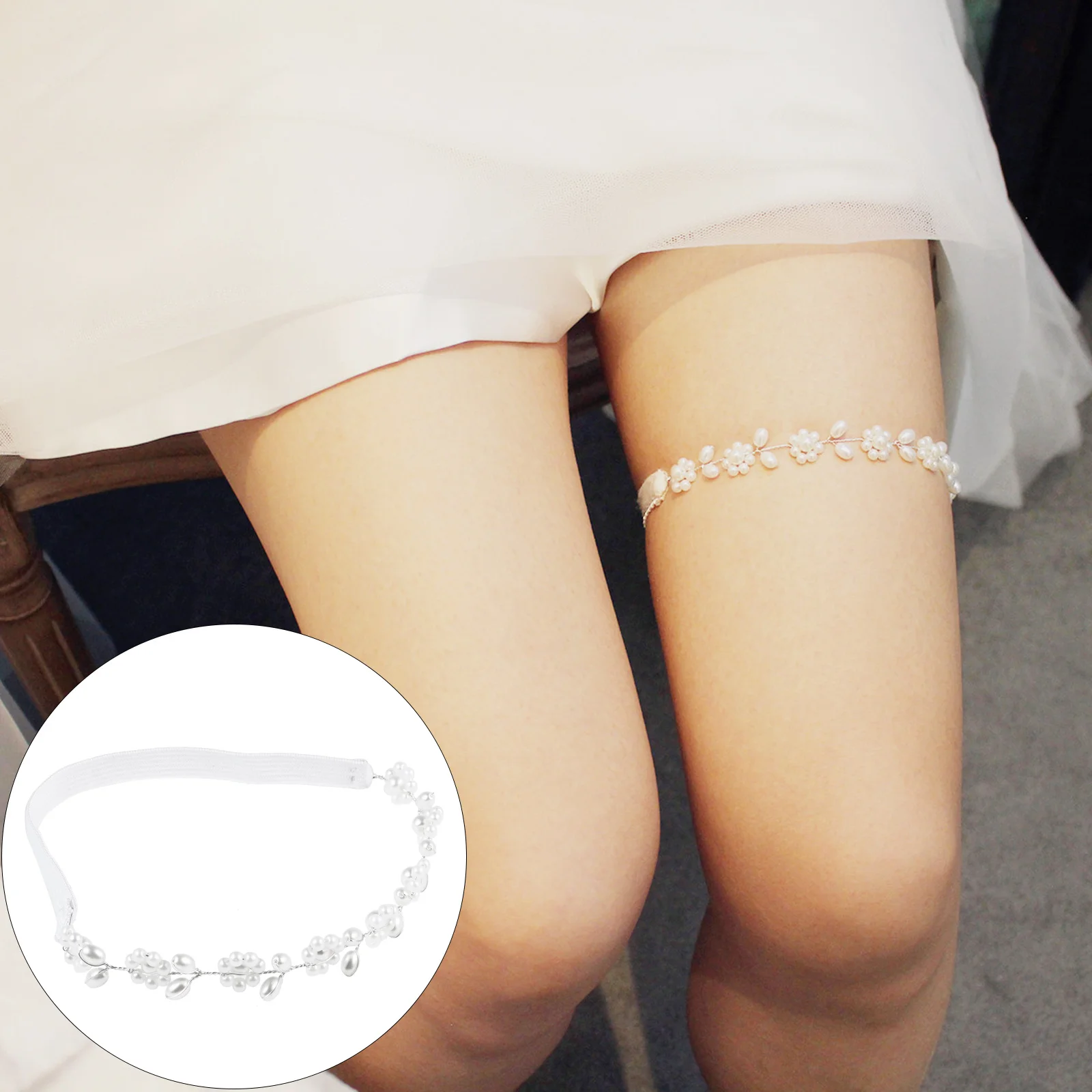 

1pc Bridal Garter Premium Elastic Pearl Leg Band For Bride Bridesmaid Wedding Party Artificial Pearl Belt Socks Accessory