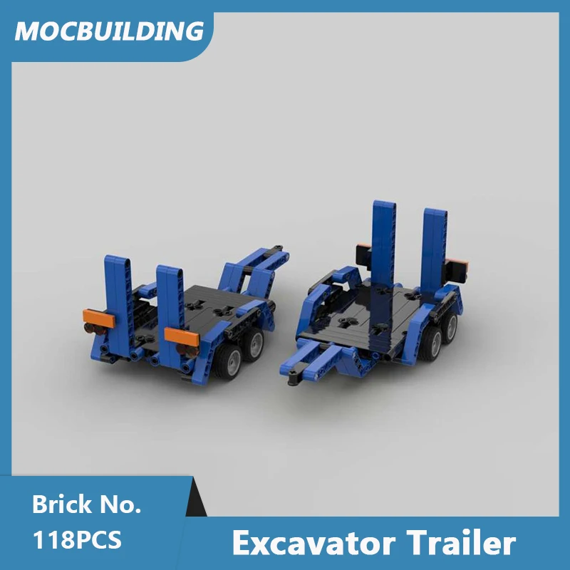 MOC Building Blocks Excavator Trailer 1/21 Scale Model DIY Assembled Bricks Educational Creative Collection Toys Gifts 118PCS