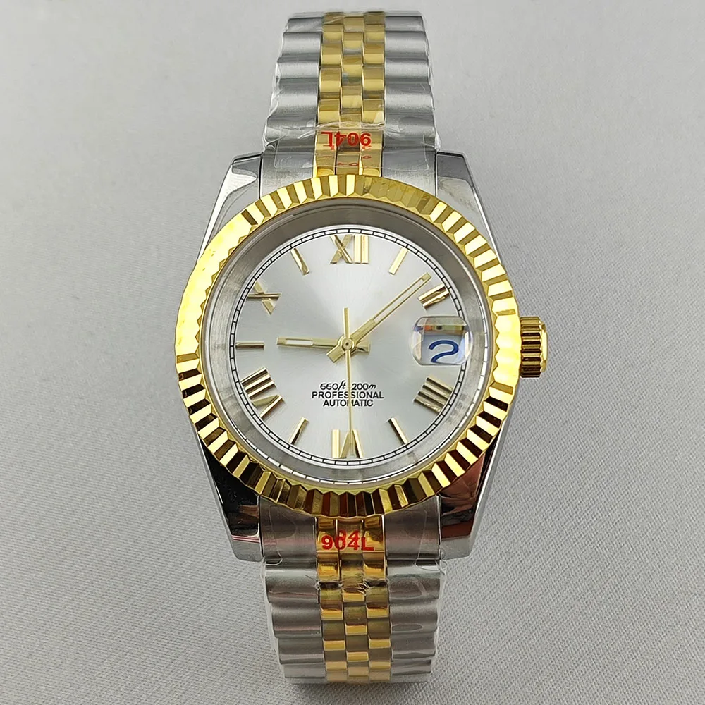 39mm/36mm Gehäuse römisches Zifferblatt Saphirglas Herren hochwertige automatische mechanische Uhr geeignet für nh35 und nh36 Uhrwerke