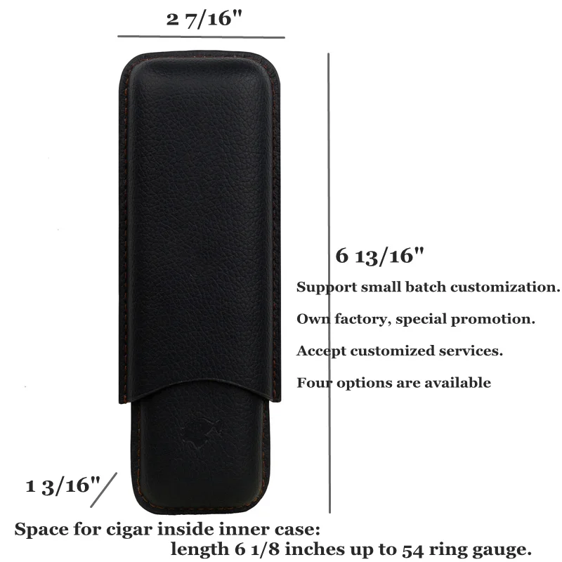 52 Ring Man-made Leather Cigar Case 2 Tube Holder Mini Humidor Black Travel  Box Portable C Logo Cigar Accessory Smoking Tool