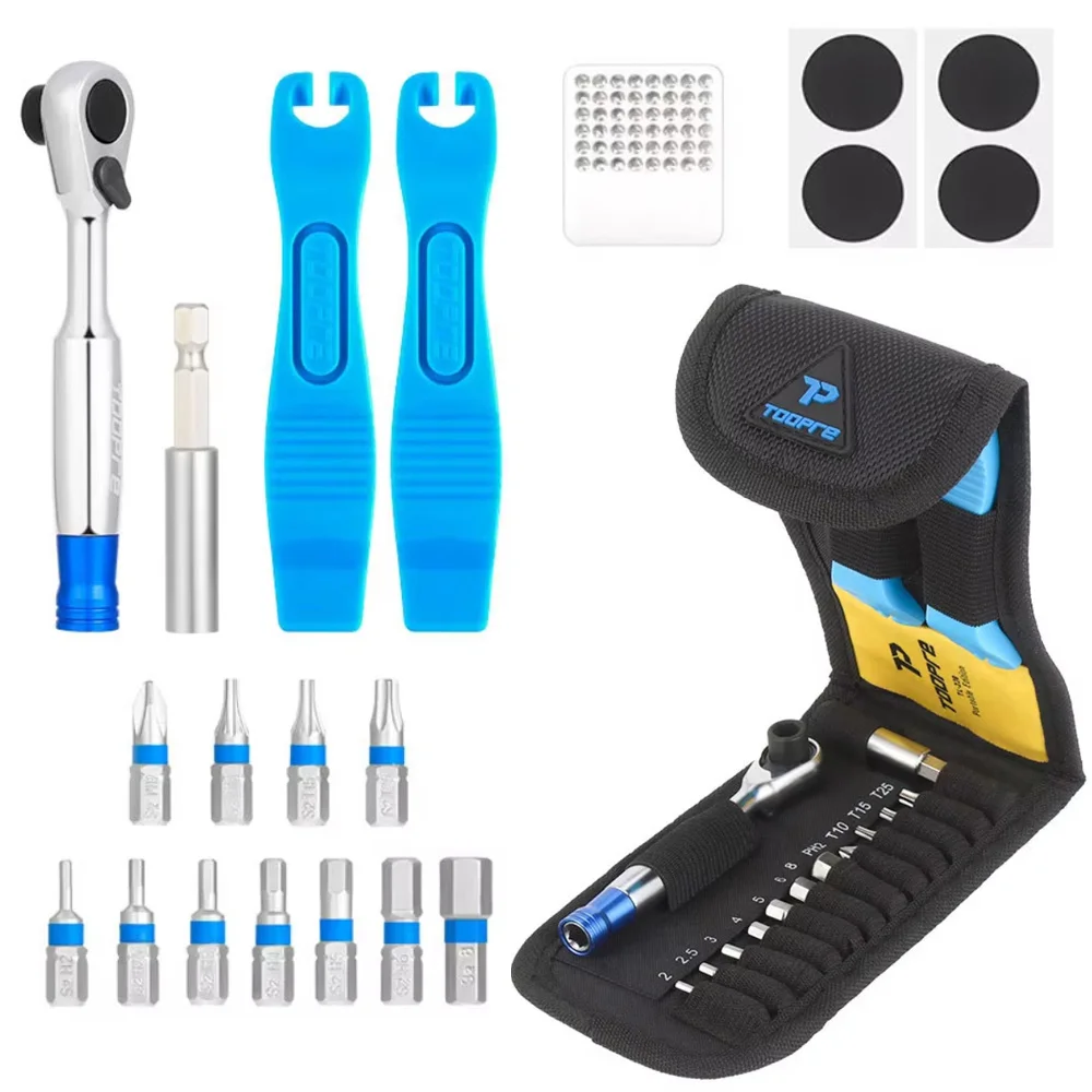 Portable Bicycle Ratchet Wrench Repair Set Edition Multi Functional Bike Tire Wrench Tyre Tire Patch Repair Tool Kits