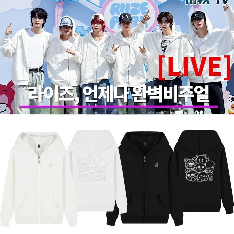 

Loose Fit Zip up Hoodie Sweatirt RIIZE Concert Spring Autumn Casual Comfortable Cotton Polyester Blend Long Sve Streetwear